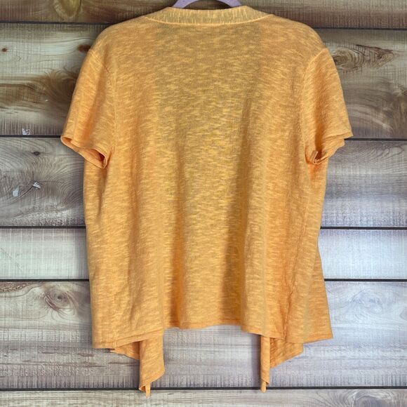 Eileen Fisher Linen Blend Cardigan Sweater Womens Large Open Short Sleeve Orange - Picture 2 of 7